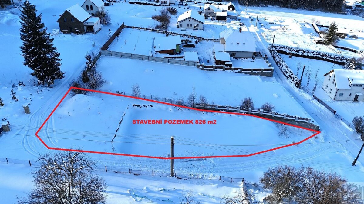 Stavební pozemek Smržovka 826 m s projektem na RD – pohled 5