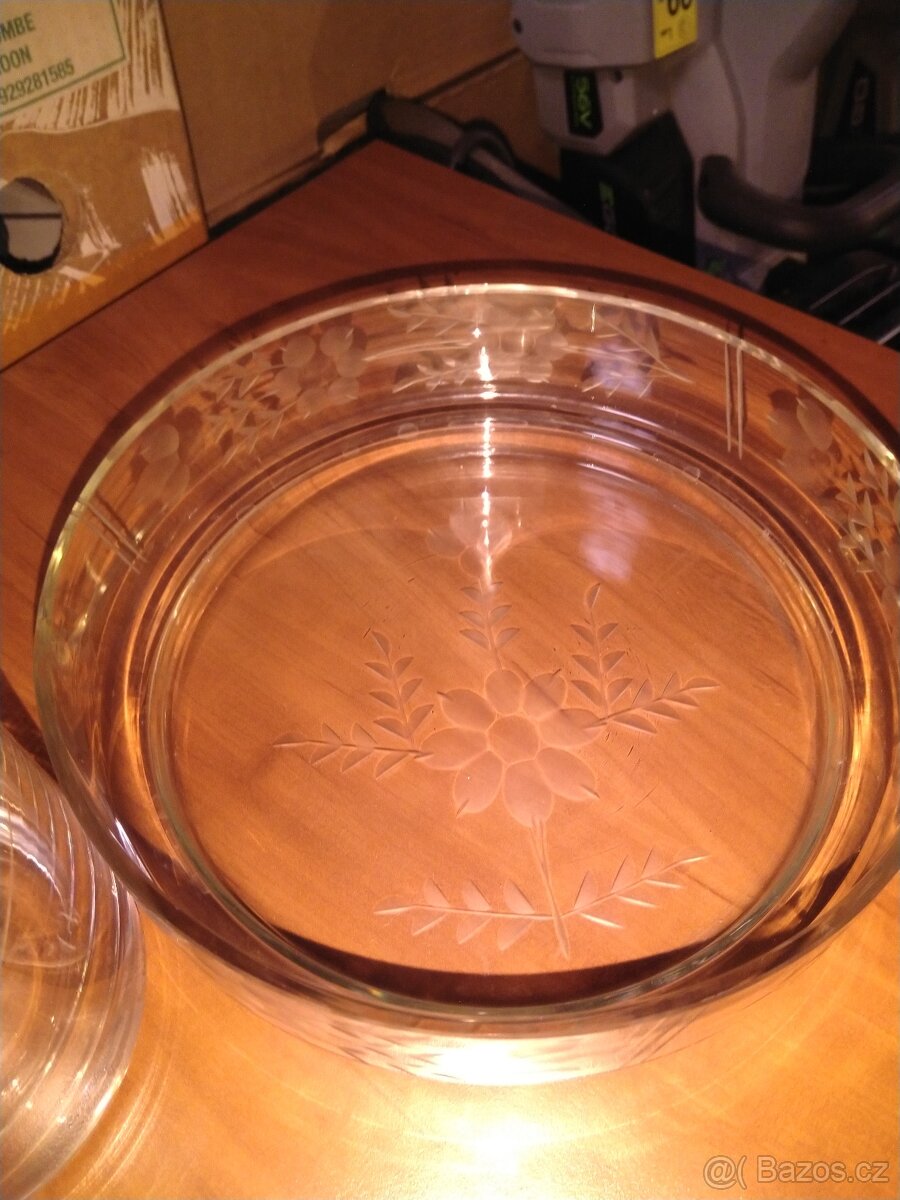 Váza a miska skleněné zdobené - 5