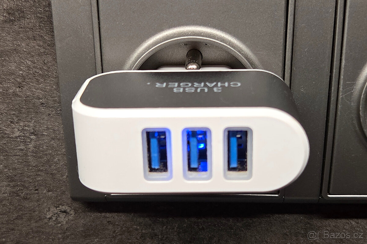 Cestovní nabíječka 3x USB + kabel micro USB - 5