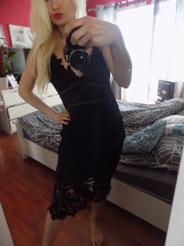 Černé krajkové šaty vel.36 - 5