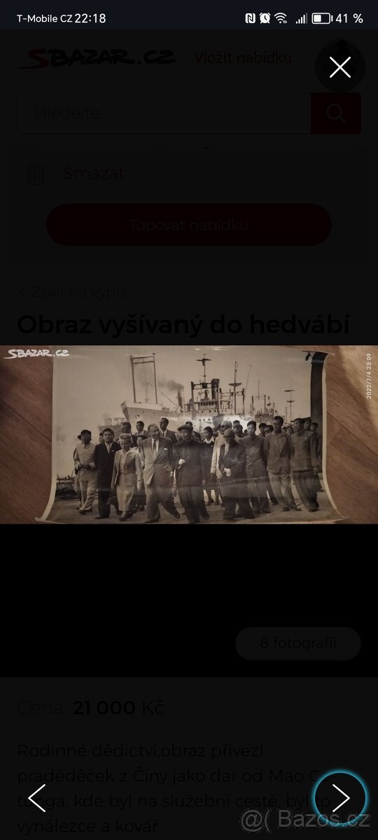 Obraz vyšívaný do hedvábí ČÍna r. 1955 Mao Ce tung - 5