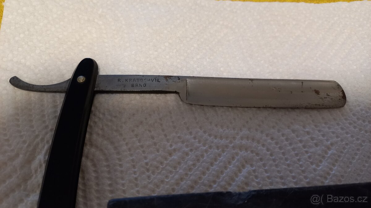 Starožitná břitva včetně pouzdra a brousku - 5