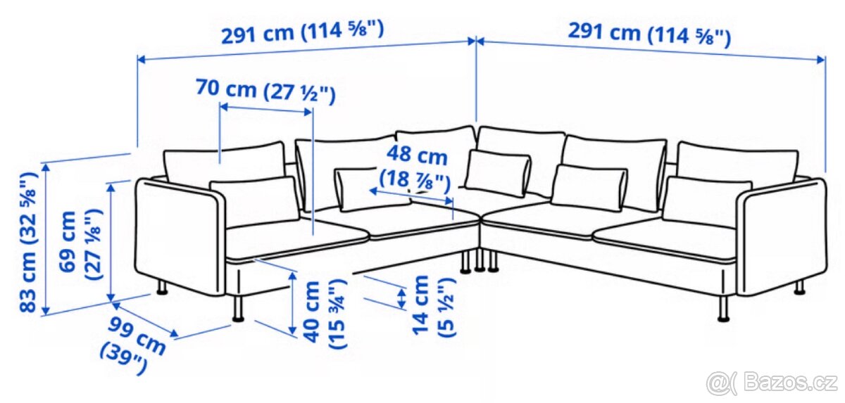 SÖDERHAMN Rohová pohovka, 6místná, Viarp béžová/hnědá - 5