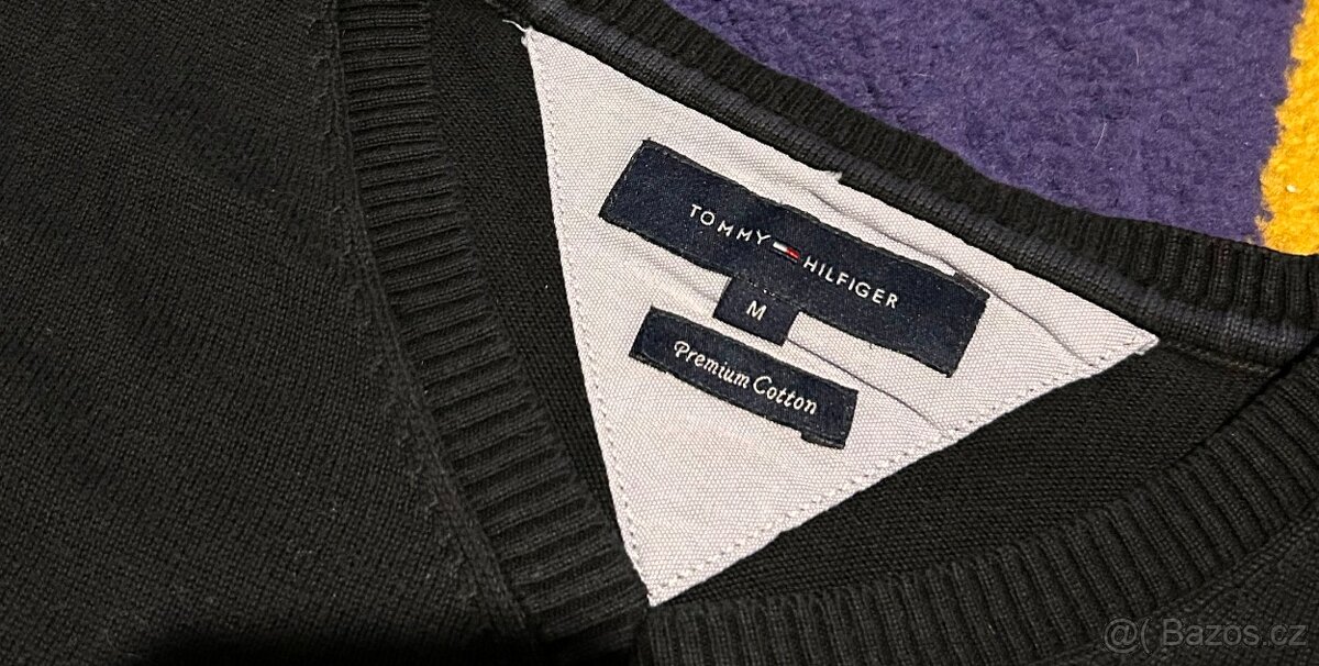 TOMMY HILFIGER BLACK BAVLNĚNÝ PÁNSKÝ SLIM SVETR M(L) - 5