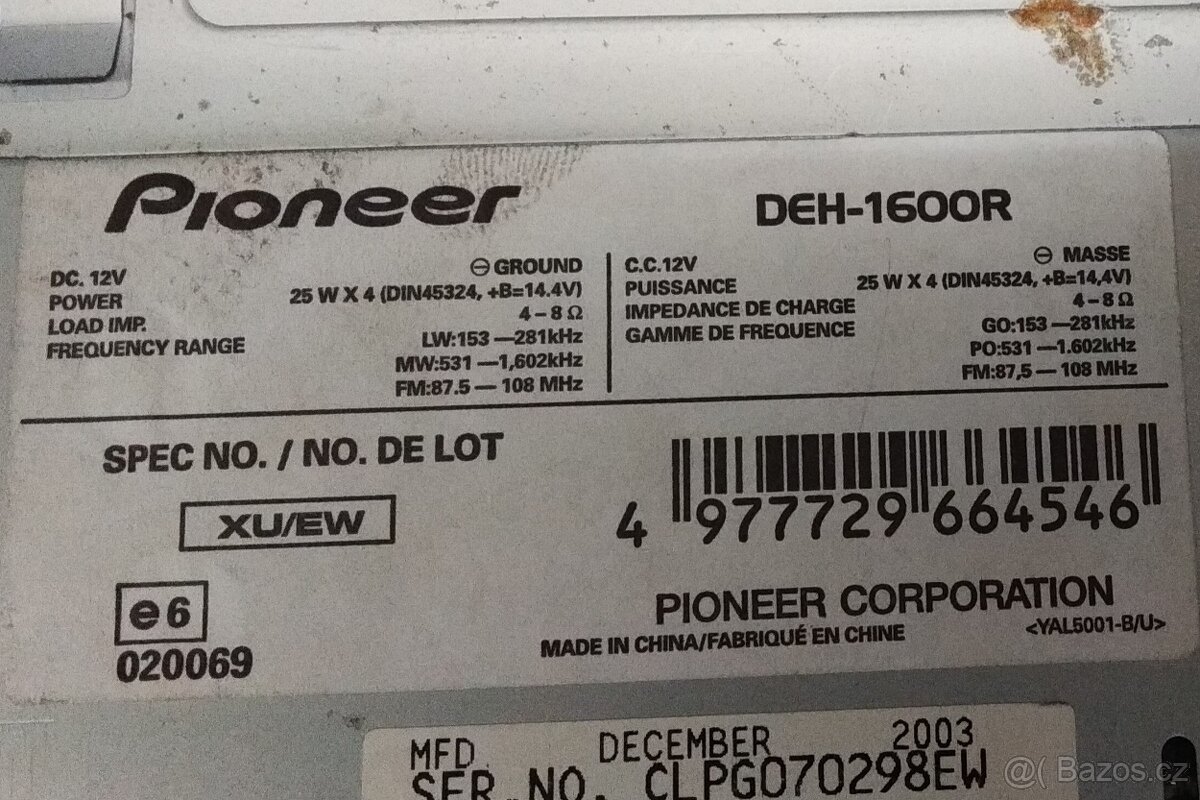 Měnič na CD VW Autorádio Pioneer DEH-1500 - 5