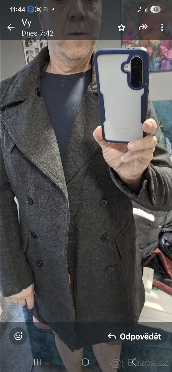 2x Akce Pánský nový kabát šedý velikost 1x M a 1x XL - 5
