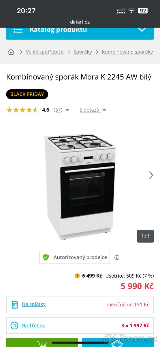 Plynový sporák Mora KS142 - 5