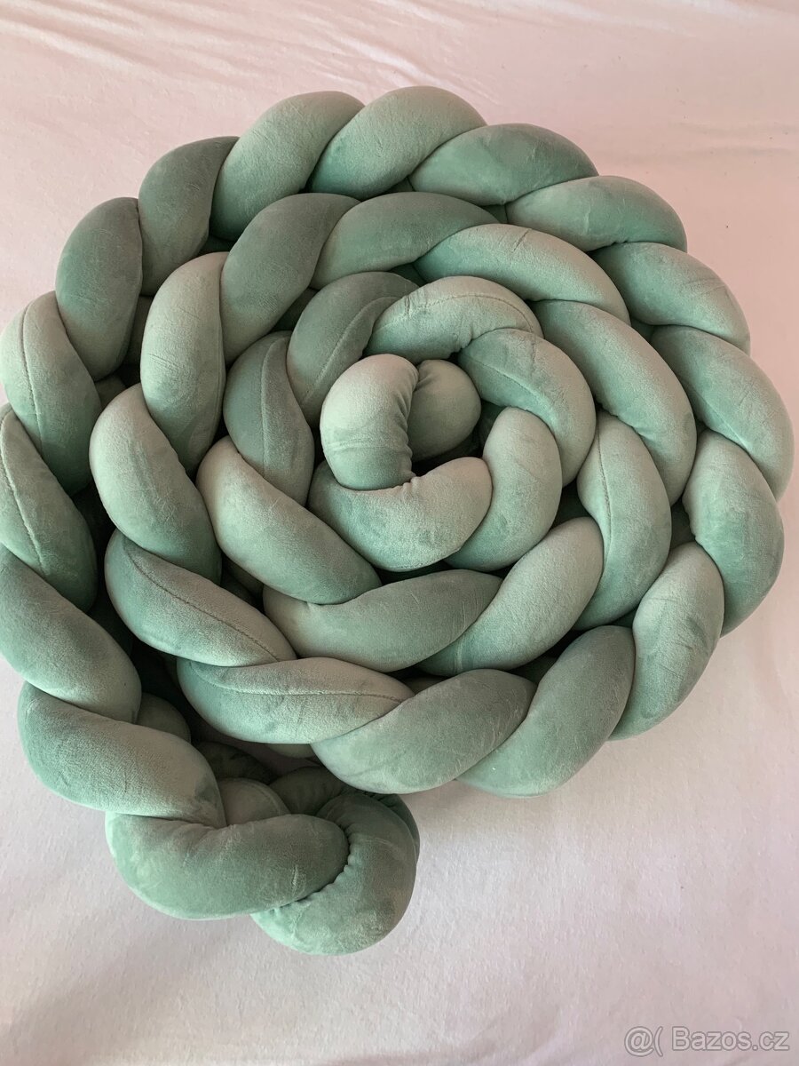 Nový zaplétaný mantinel cop ze 4 pramenů do dětské postýlky - 5