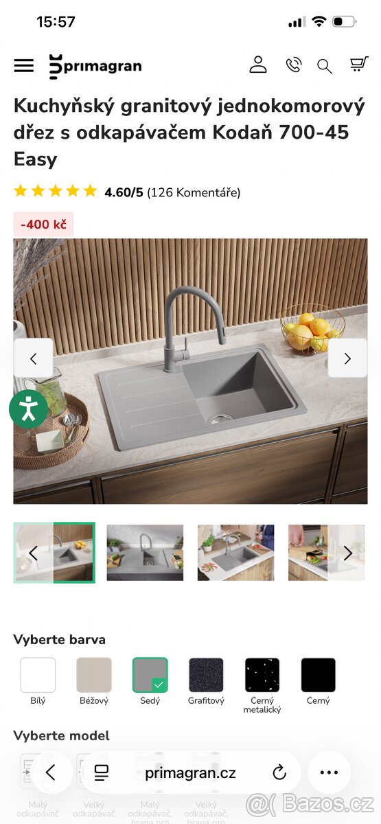 Granitový kuchyňský dřez + baterie - 5