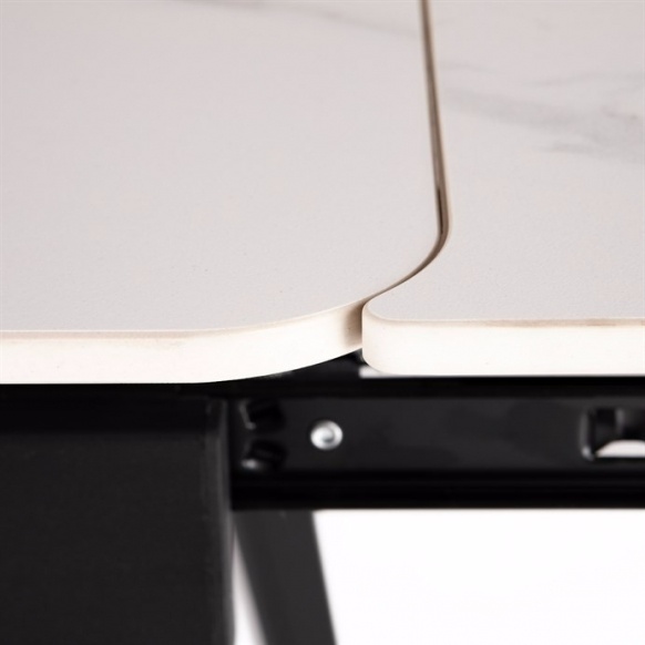 Jídelní stůl rozkládací 120-180x80 cm, keramika šedá, bílá - 5