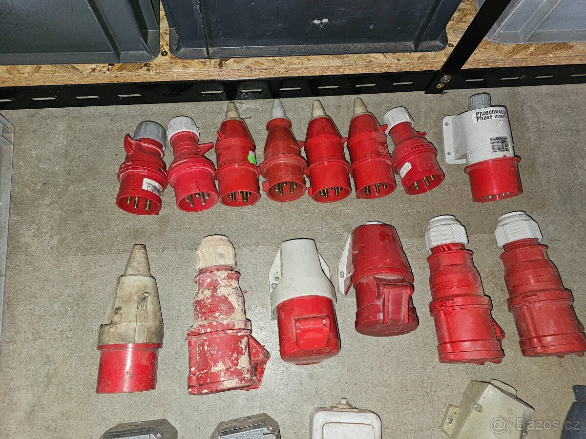 Zásuvky a kabely 230V + 380V - 16A, 25A, 32A, 60A - 5