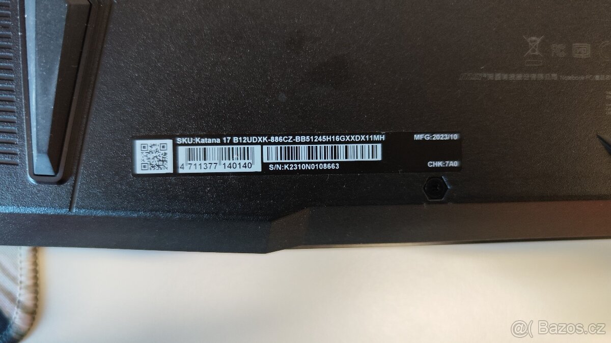 MSI Katana 17 B12UDXK-886CZ i5-12450H, 16GB DDR4 - 5