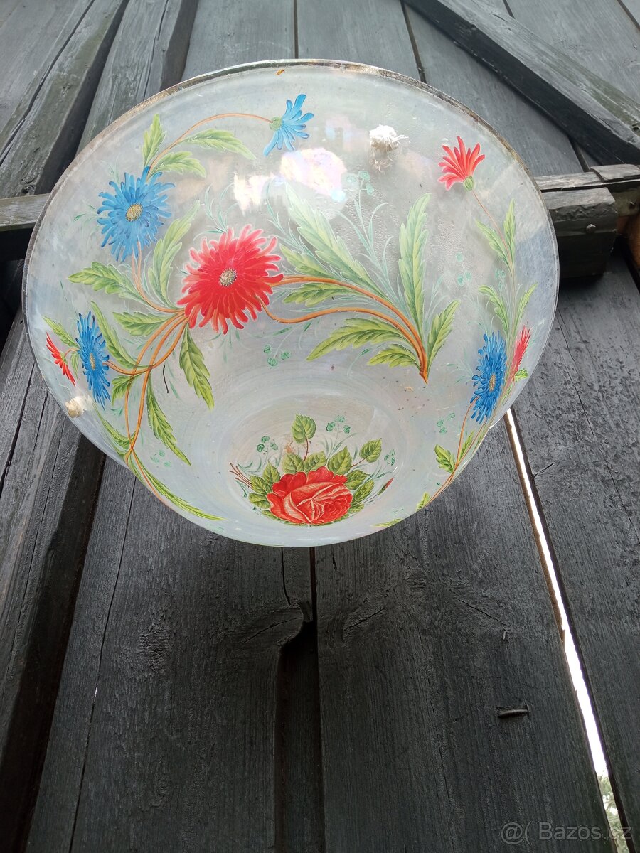 Starý malovaný lustr / svitidlo - 5