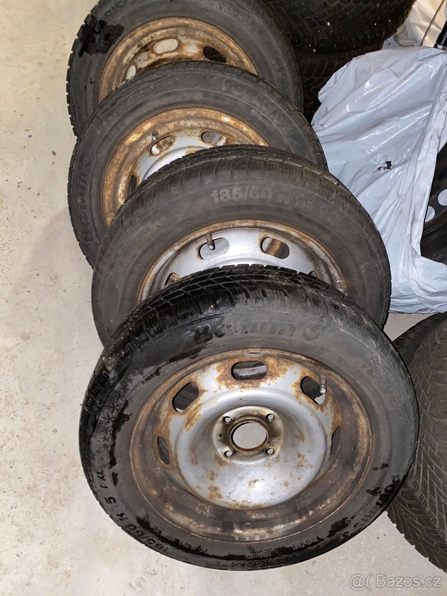 Plechové disky 15” 4x108 a zimní pneu 185/60/R15 - 5