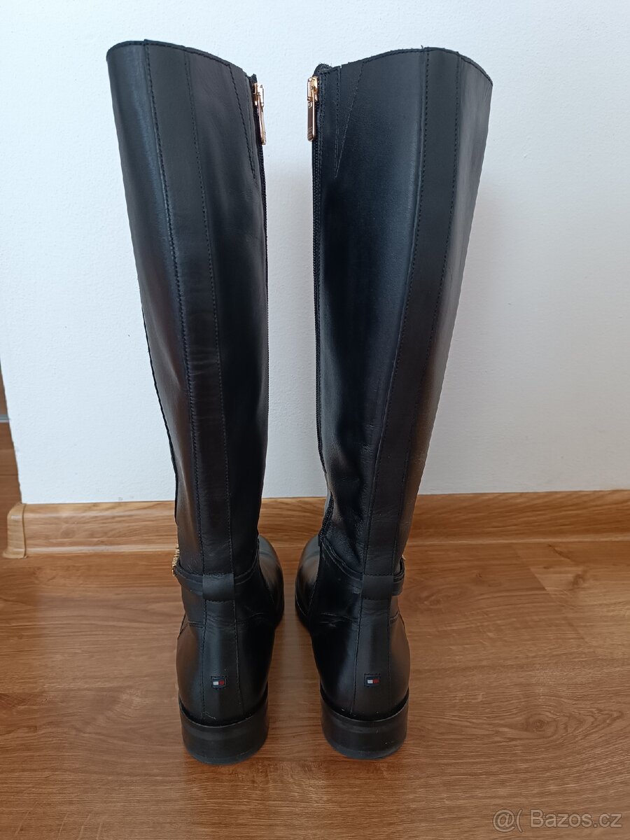 Kožené kozačky Tommy Hilfiger - 5