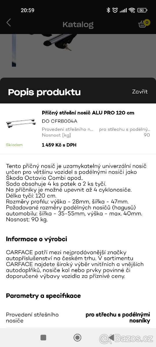 Střešní příčníky ALU PRO 120 cm. - 5