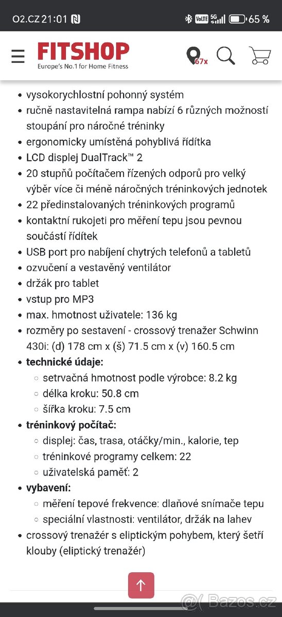 Crossovy trenazer orbitrek Schwinn 430 - 5