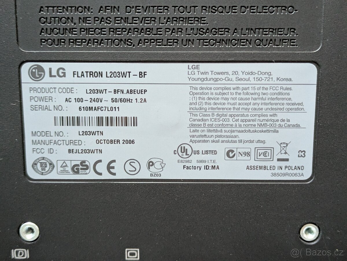 LG Flatron
FLATRON L203WT-BF - 5