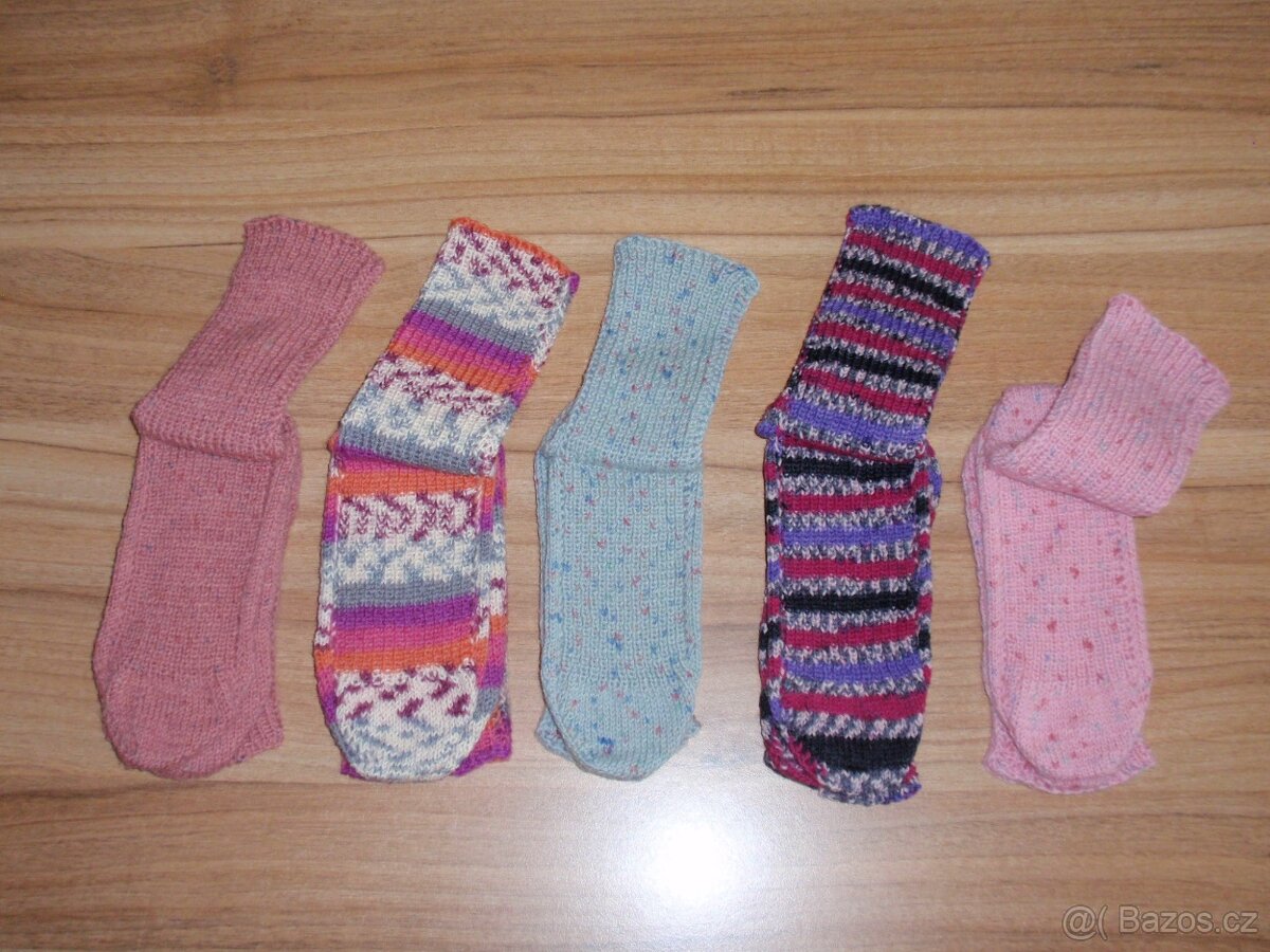 Vlněné ručně pletené ponožky - velikost 39 - 40 - 5