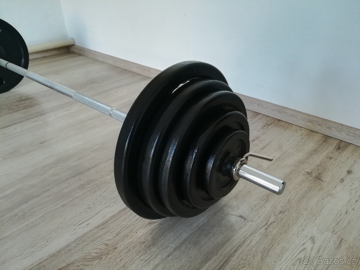 Prodám novou bench činku o celkové váze 114 kg České výroby - 5