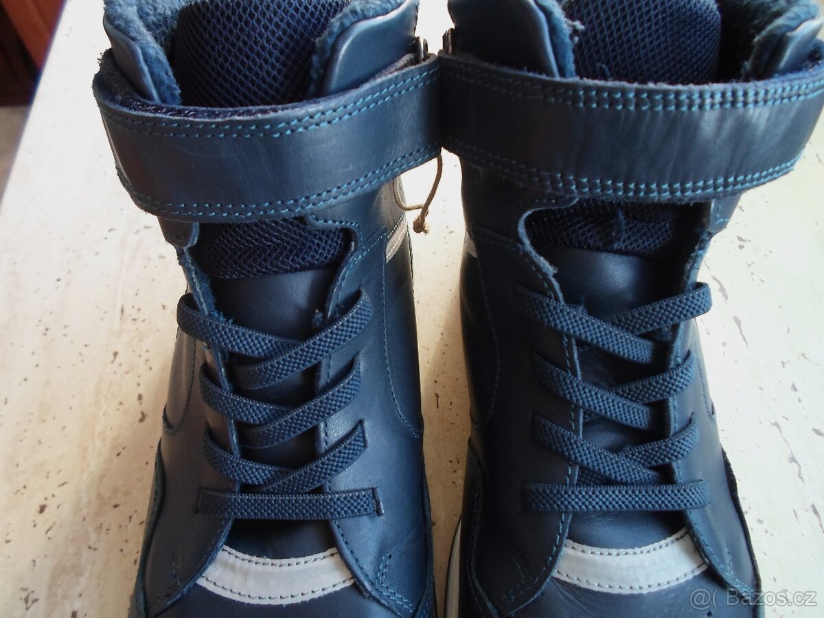 Modré kotníčkové boty kožené - 37 - 5