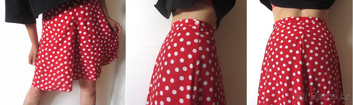 Vintage 90s červenobílé puntíkované dámské kraťasy - 5