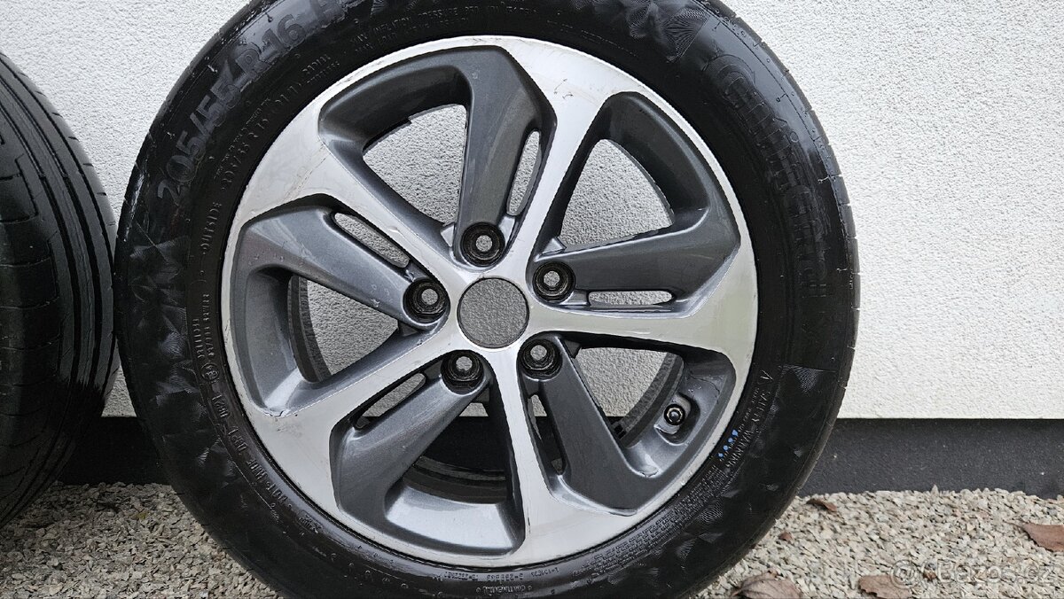 Prodám originál hyundai alu kola 16" + letní + tpms - 5