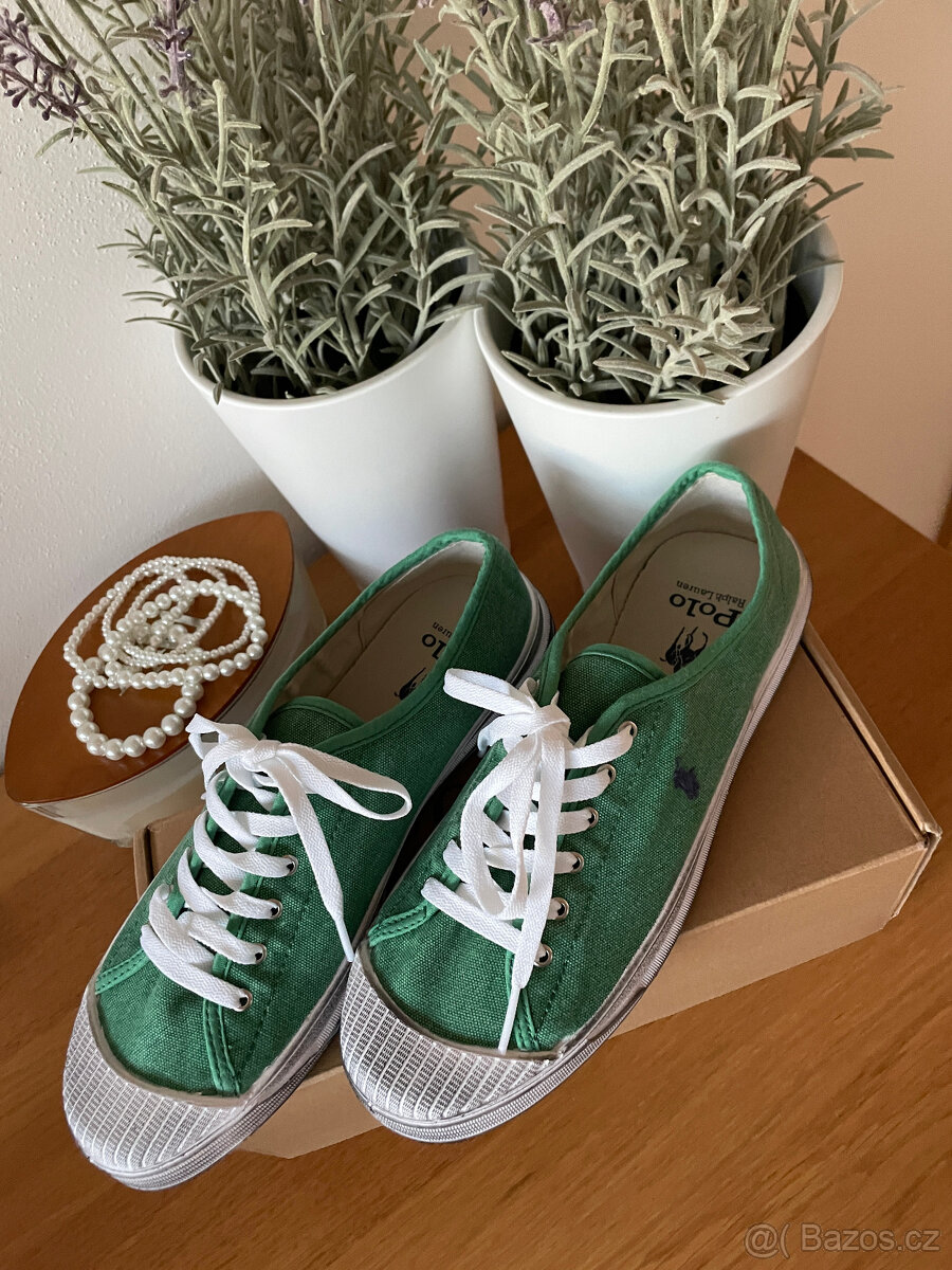 Nové zelené plátěné tenisky Polo Ralph Lauren, vel. 40 - 5