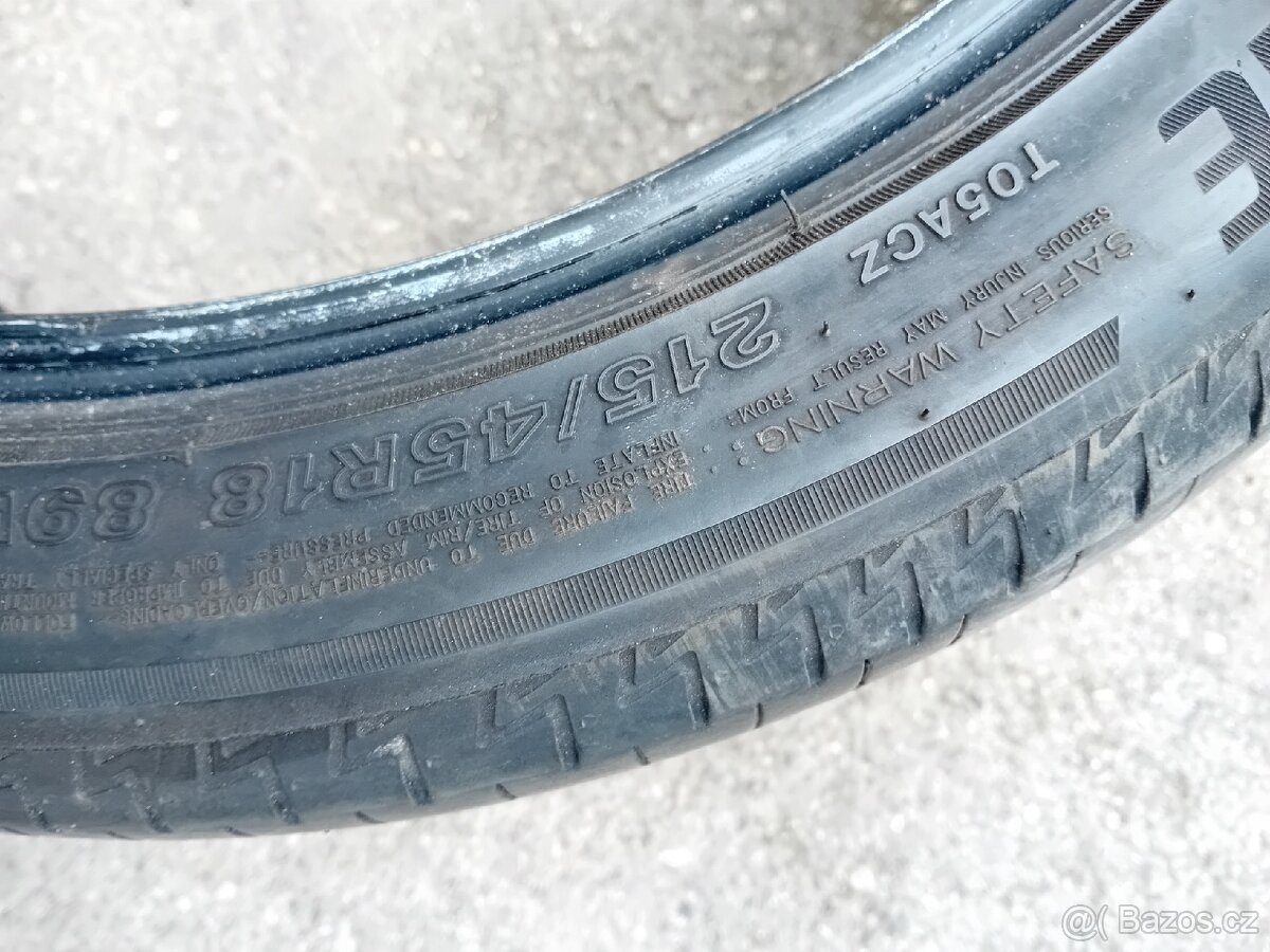 Prodám Sadu pneu 215/45/18 Bridgestone Letni - 5