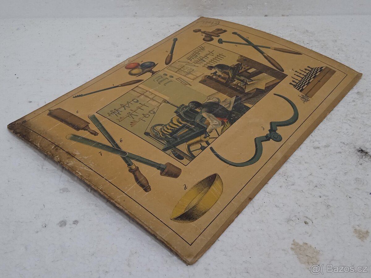 Tokárník - školní pomůcka 1856 - 36,5x26,5cm - 5