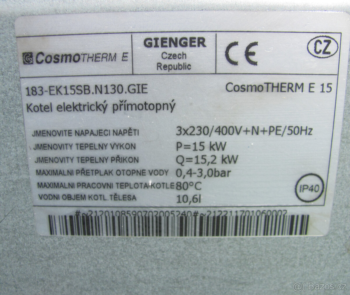 ELEKTROKOTEL CosmoTherm 15KW - 5