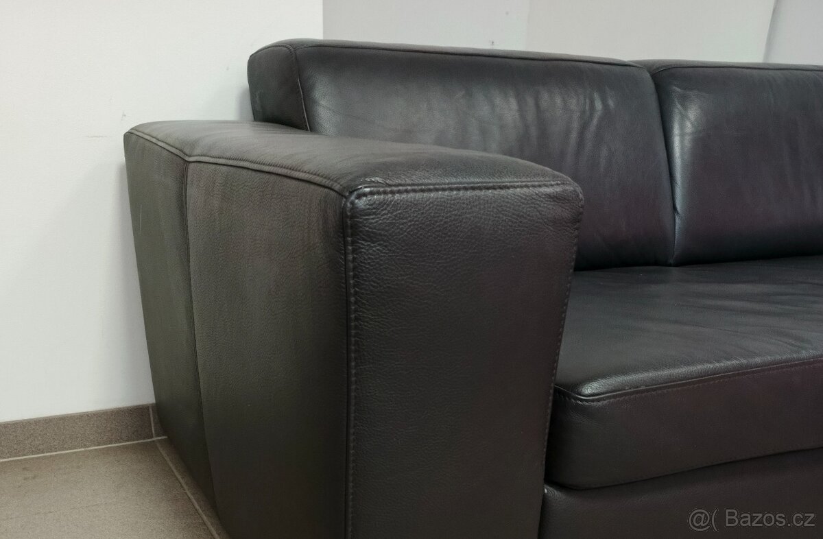 Kožená rohová sedací souprava - jak NOVÁ, TOP STAV - 5