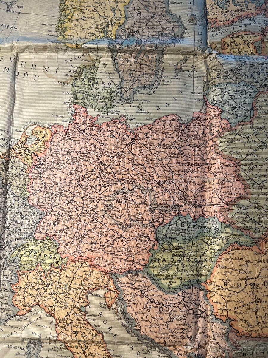 VZÁCNÁ politická mapa Evropy, 1940, PROTEKTORÁT - 5