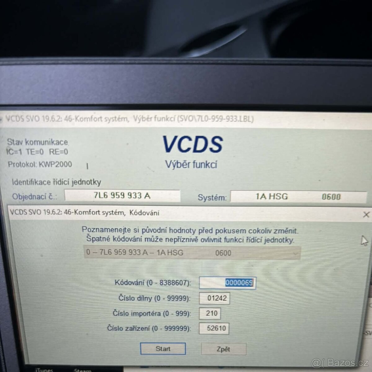 Komfortní řídící jednotka 7L6959933A - 5