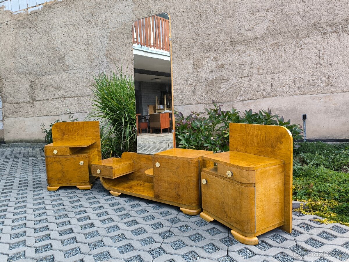 Art Deco noční stolky + toaletní stolek - 30. léta - 5