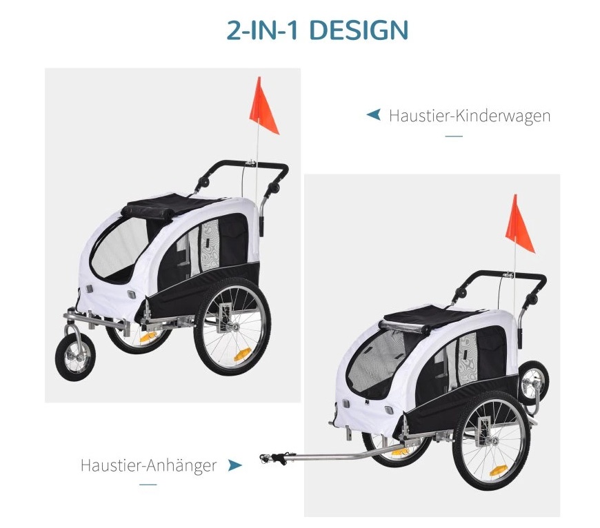 Vozík za kolo pro psy Dixon, bílý - 5