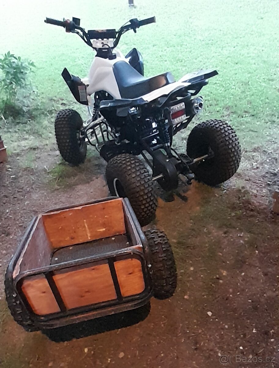 Dětská čtyřkolka atv125 Kawasaki style + vozík
