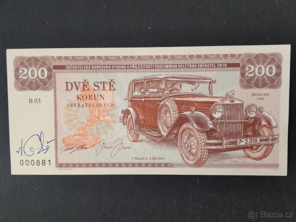 1000 Kč PŘITISK vzácná první série R 01, více bankovek víz o - 5