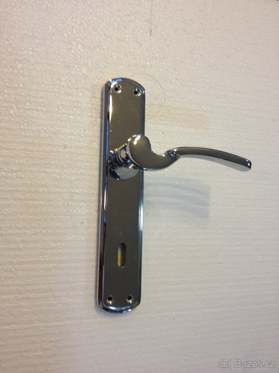 Dveřní klika / kování, stříbrná lesk, rozteč 90mm/23ks - 5