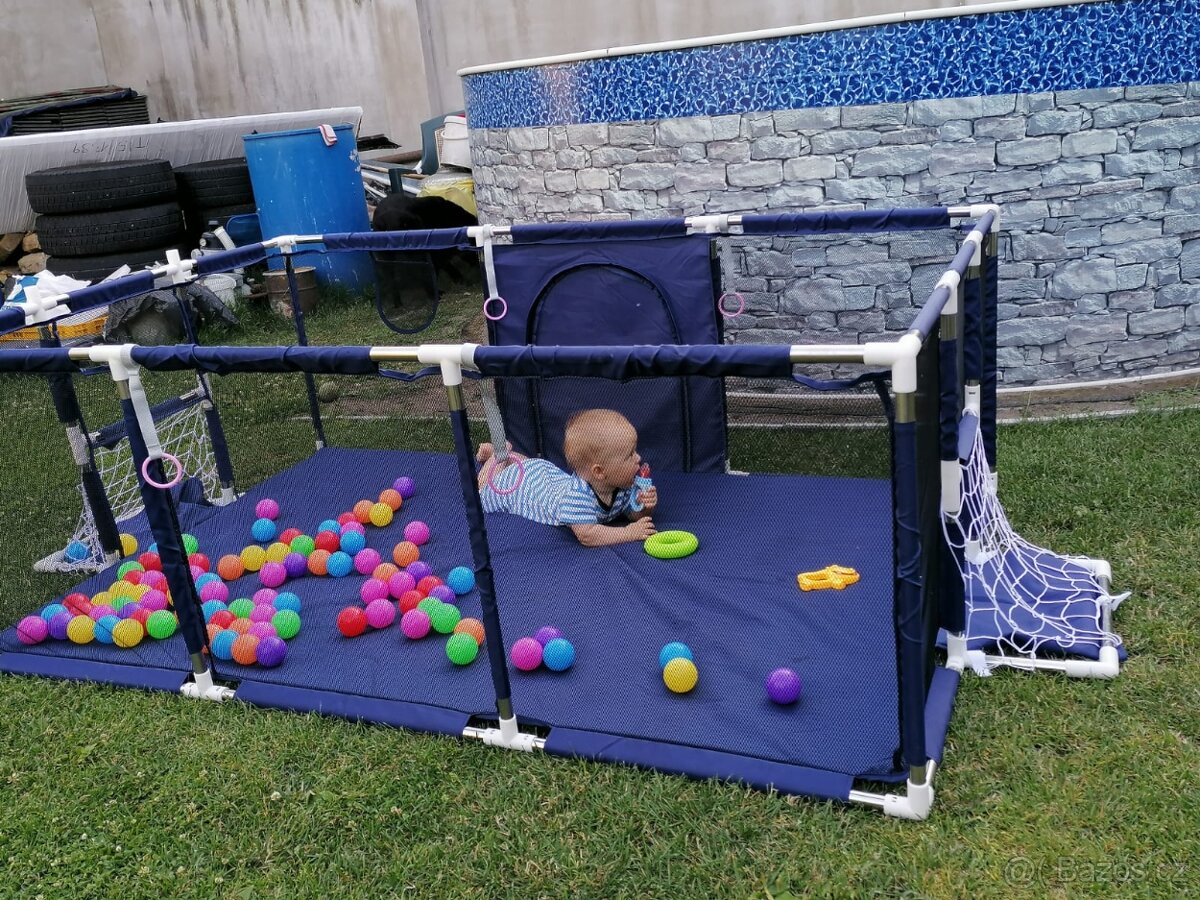 Nová ohrádka pro děti s brankami - modrá - 5