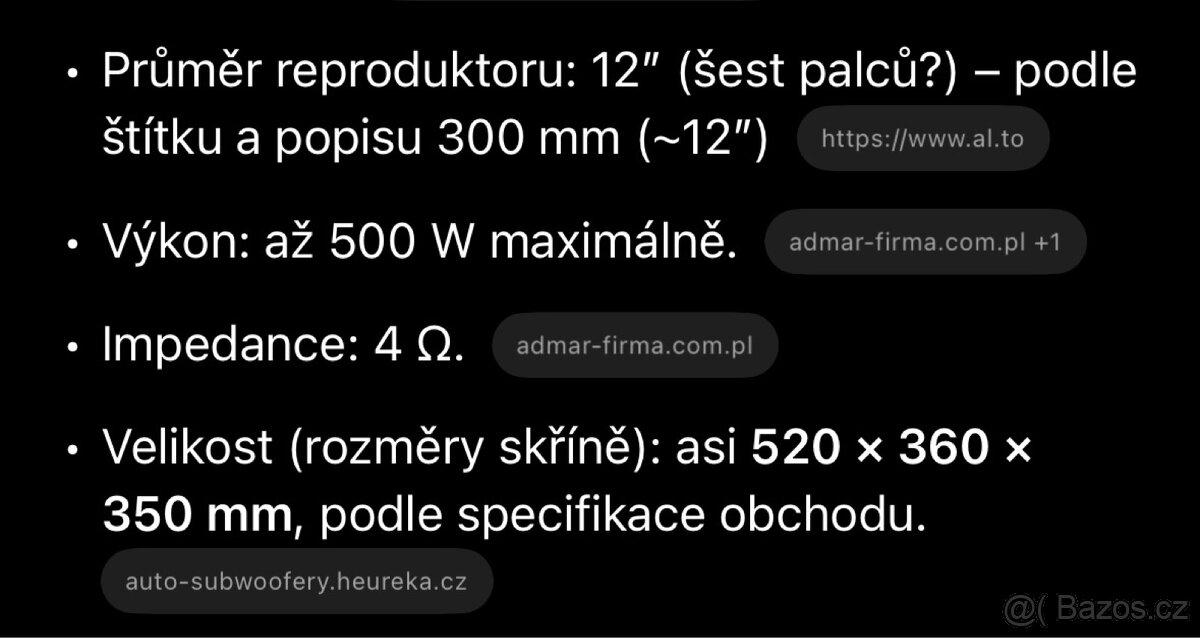 Subwoofer Peiying,pasivní zesilovač Mac - 5