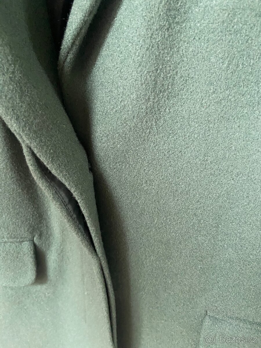 Kabát vlněný zelený a béžový vel 40 Benetton nový - 5