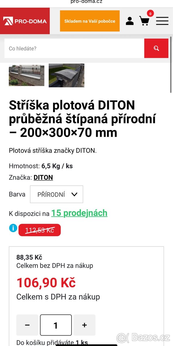 Stříška plotová Diton štípaná 200x300x70mm - 5