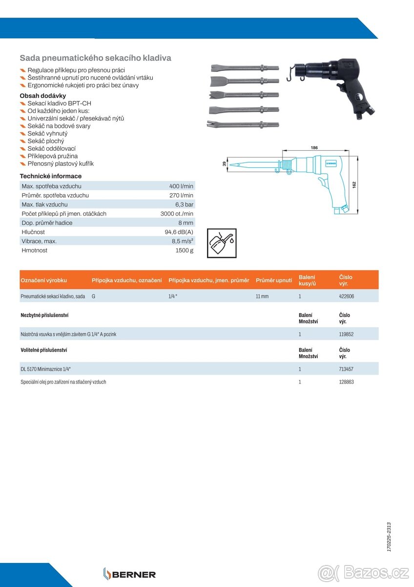 Pneumatické sekací kladivo BERNER BPT-CH - 5