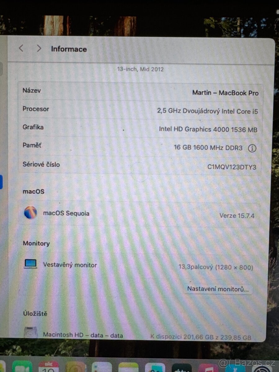 MacBook Pro mid 2012 - 16GB/256SSD/Sequoia - 5