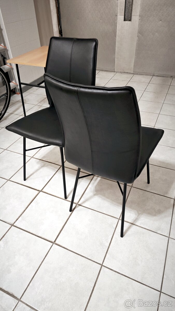 Kožené židle černé - 5