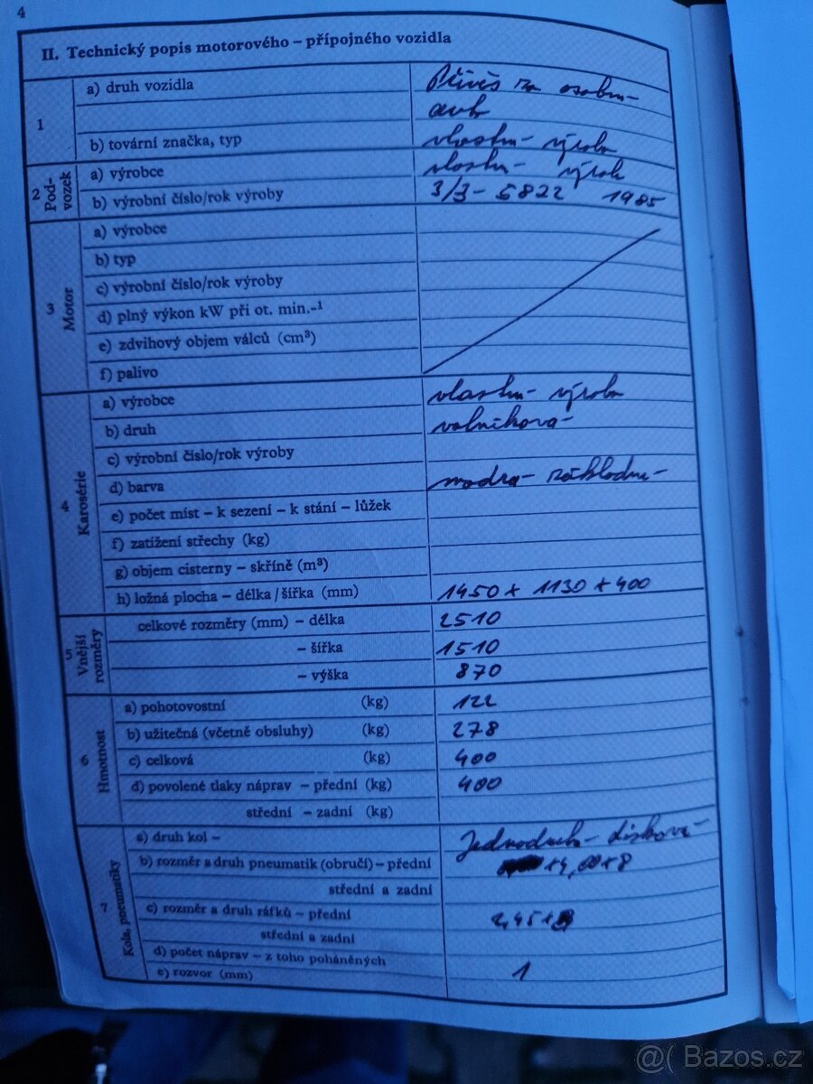 Přívěsný Vozík za OA - 5