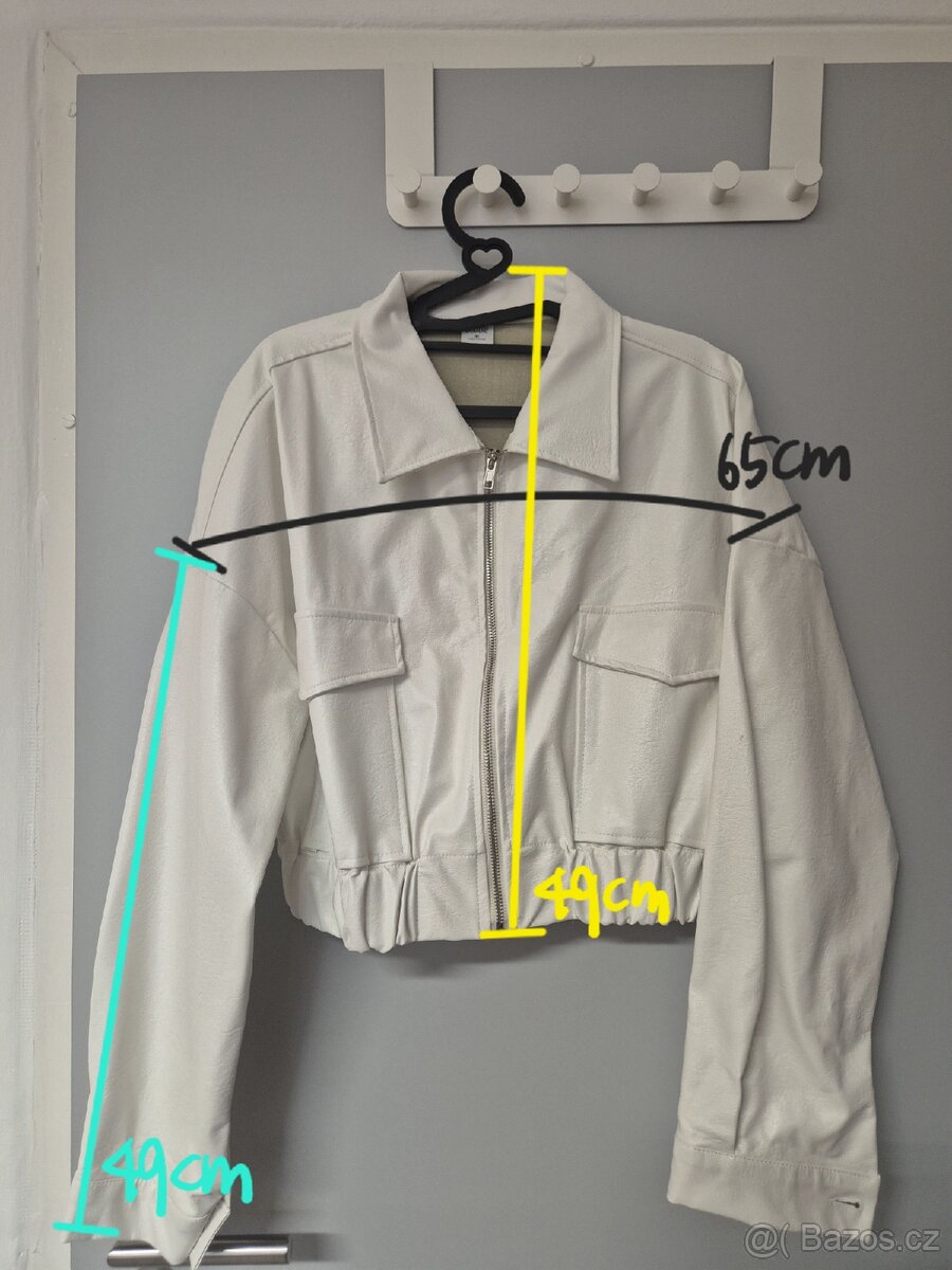 Dámská bílá kožená cropped bunda - 5