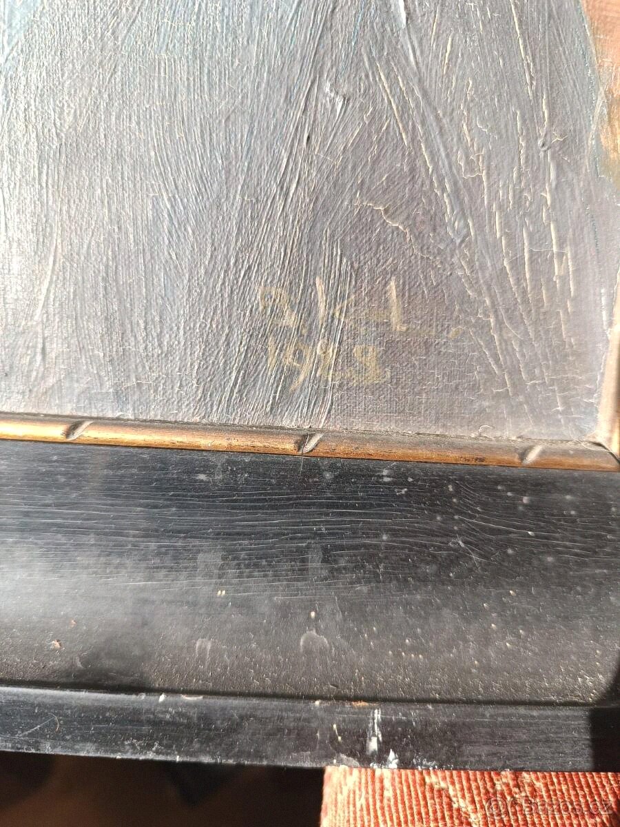 Obraz - olejomalba - zátiší s raky - Signováno MK, 192? - 5