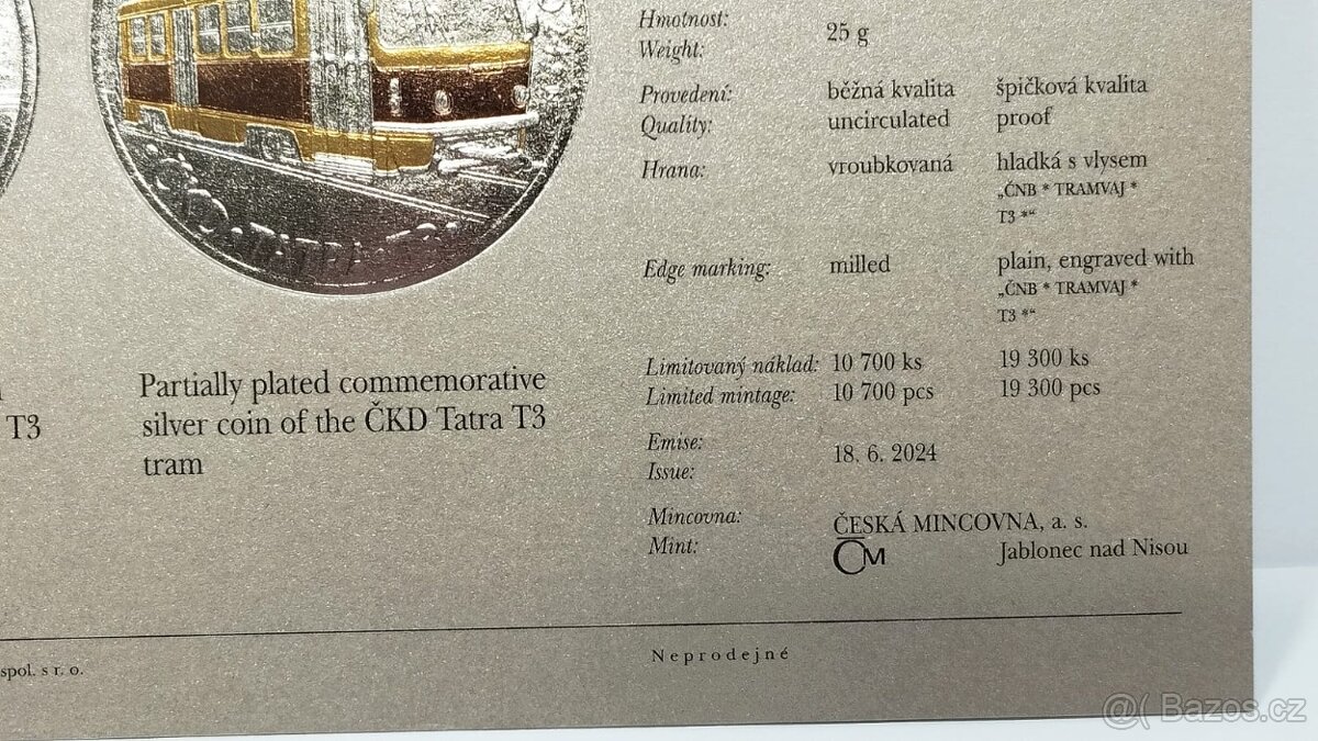 Stříbrná pamětní 500kč mince. Ze série Slavné Dopravní Prost - 5